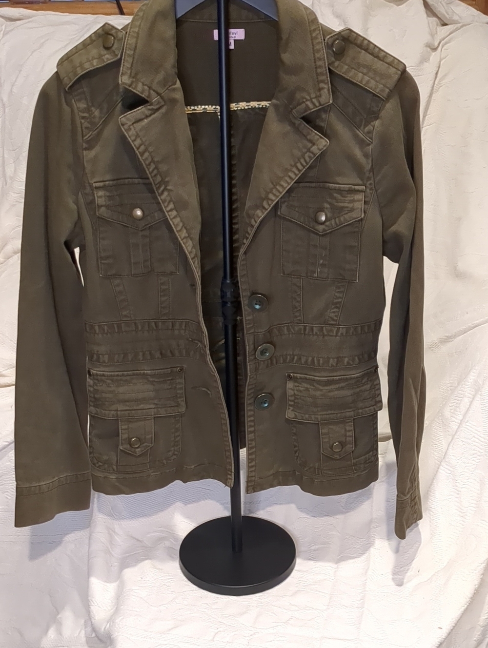 Utility Jacket in Olive with Button Front by